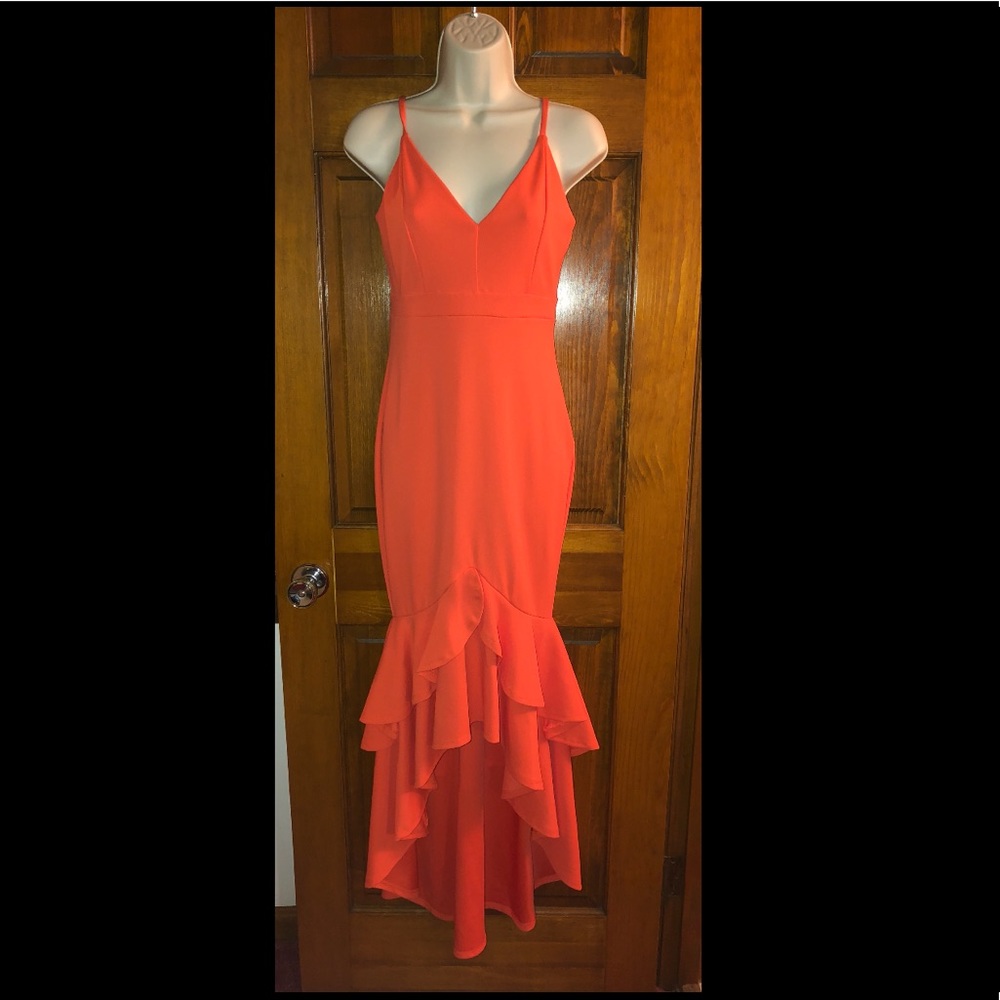 Orange high low dress